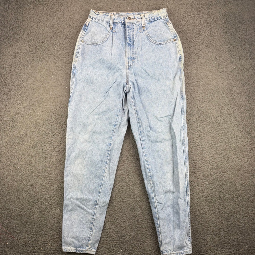 Vintage Brittania Womens High Rise Tapered Mom Jeans Light Wash Blue Size 8x30